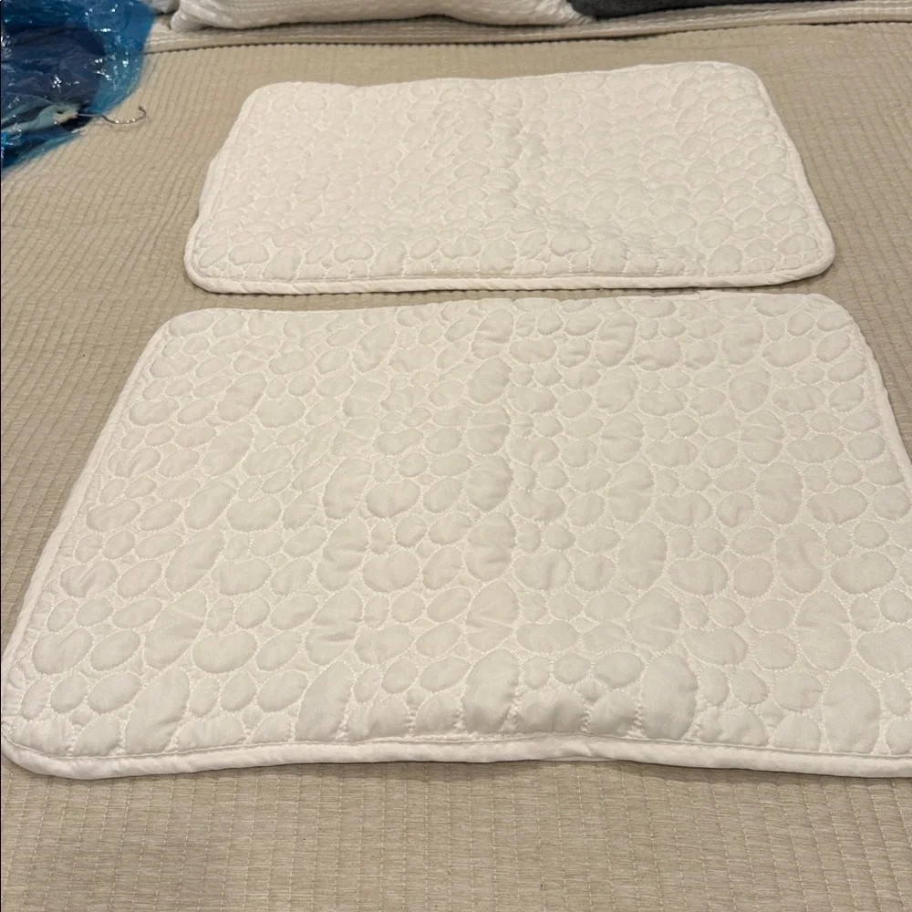 Artistic Linen Standard Pillow Sham Set (2) Ivory Quilted Textured Oval Pattern